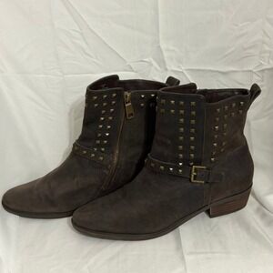 Lauren Ralph Lauren Shaelynn Studded Leather Ankle Boots Brown Size 9B